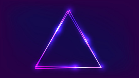 neon double triangular frame with shining effects vector