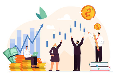trader character analyzing diagrams growth vector image