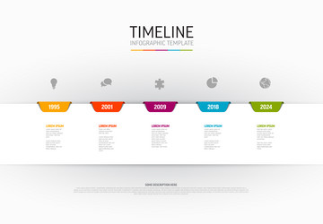 Light timeline template with colorful tabs icons vector