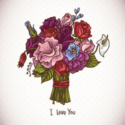 Vintage doodle wedding bouquet vector