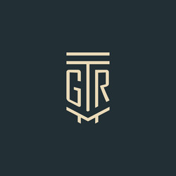 gr initial monogram with simple line art pillar vector image
