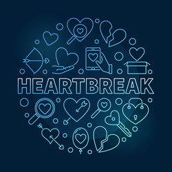 heartbreak round blue outline vector