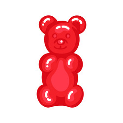 Red gummy bear jelly sweet candy with amazing vector