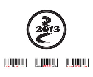 2013 year of snake with bar-code vector