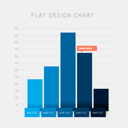 flat design statistics blue columns graph vector image