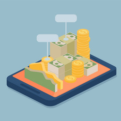 mobile e-bank with currency concept vector