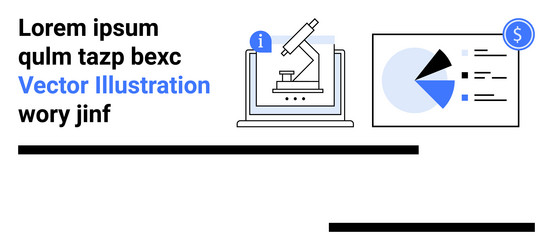research analysis with microscope and data vector image