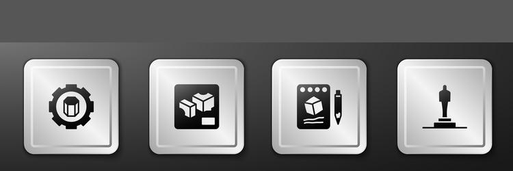 set 3d printer setting sketch on paper and model vector image