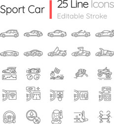 auto racing linear icons set Vector Image