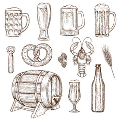 Beer & Snack Icons - Vintage Style vector