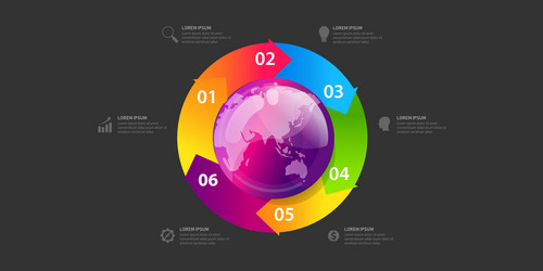 Business global infographic banner globe map vector