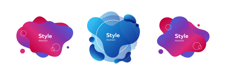 Collage of colorful unique wavy blobs vector