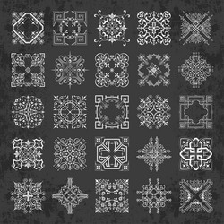 Collection of calligraphic ornaments on chalkboard vector