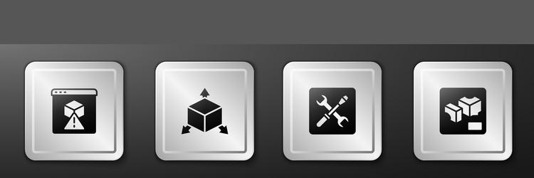 set 3d printer isometric cube setting and icon vector image