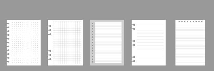 set of notebook sheets isolated on gray background vector image