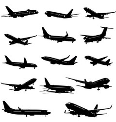 Black and White Airplane Silhouettes vector