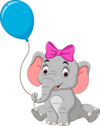 Cute Cartoon Elephant with Balloon Vector Image