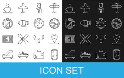 Set line airplane window location compass vector