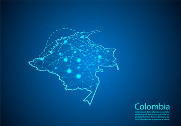 colombia map with nodes linked by lines concept vector