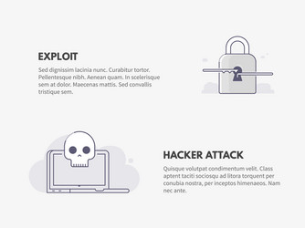 Exploit and hacker attack cyber security concept vector