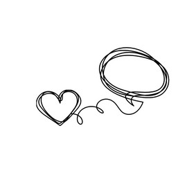 abstract heart with comment as continuous line vector image