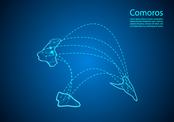 Comoros map with nodes linked by lines concept vector