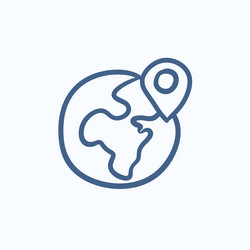 globe with pointer sketch icon vector image