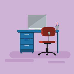 operating manager space desk chair and computer vector