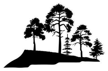 Silhouette trees with leaves isolated on white vector