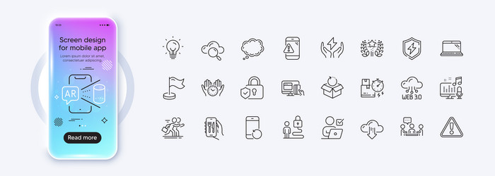 web3 lock and return package line icons for web vector image