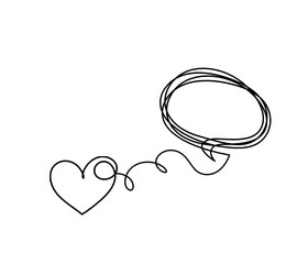 abstract heart with comment as continuous line vector image