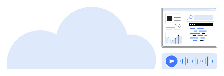 cloud technology concept with data visualization vector image
