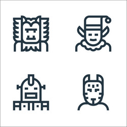 fantastic characters line icons linear set vector