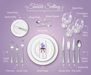 formal dinner place setting infographics vector