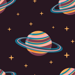 seamless pattern of open space with planets vector image
