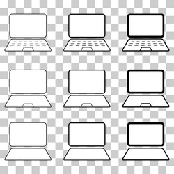 set of laptop flat web icon notebook computer vector image