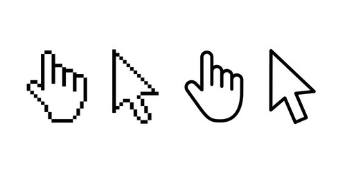 Computer mouse click cursor gray arrow icons set vector