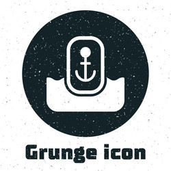 grunge map pointer with anchor icon isolated vector image