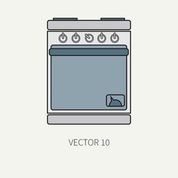 Line flat color kitchenware icons - oven vector