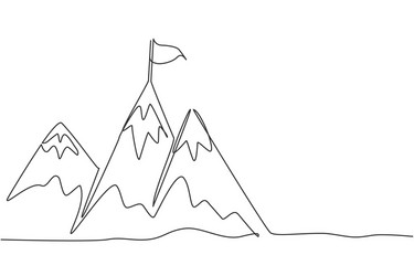 Single continuous line drawing mountains vector