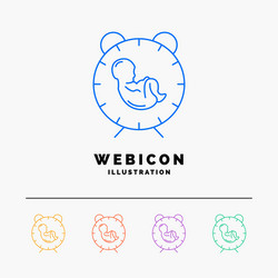 Delivery time baby birth child 5 color line web vector