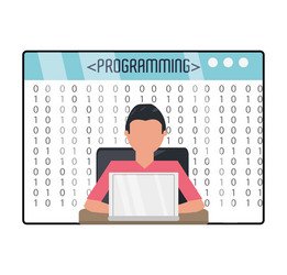 web developer working on computer programming vector image