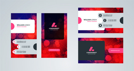 Business card template portrait and landscape vector