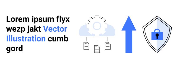 cloud data upload with security lock shield vector image
