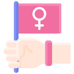 hand holding female gender symbol flag icon vector