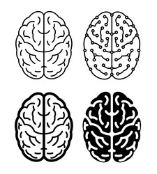 Doodle style human brain drawing Royalty Free Vector Image