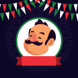 Man with moustache avatar cartoon character vector