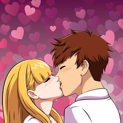 Cute Anime Couple, kis, kiss, cute, animeboy, animegirl, animekiss