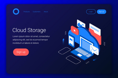 Cloud storage 3d isometric technology concept Vector Image