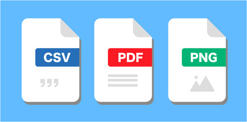 File format document icons csv pdf png vector